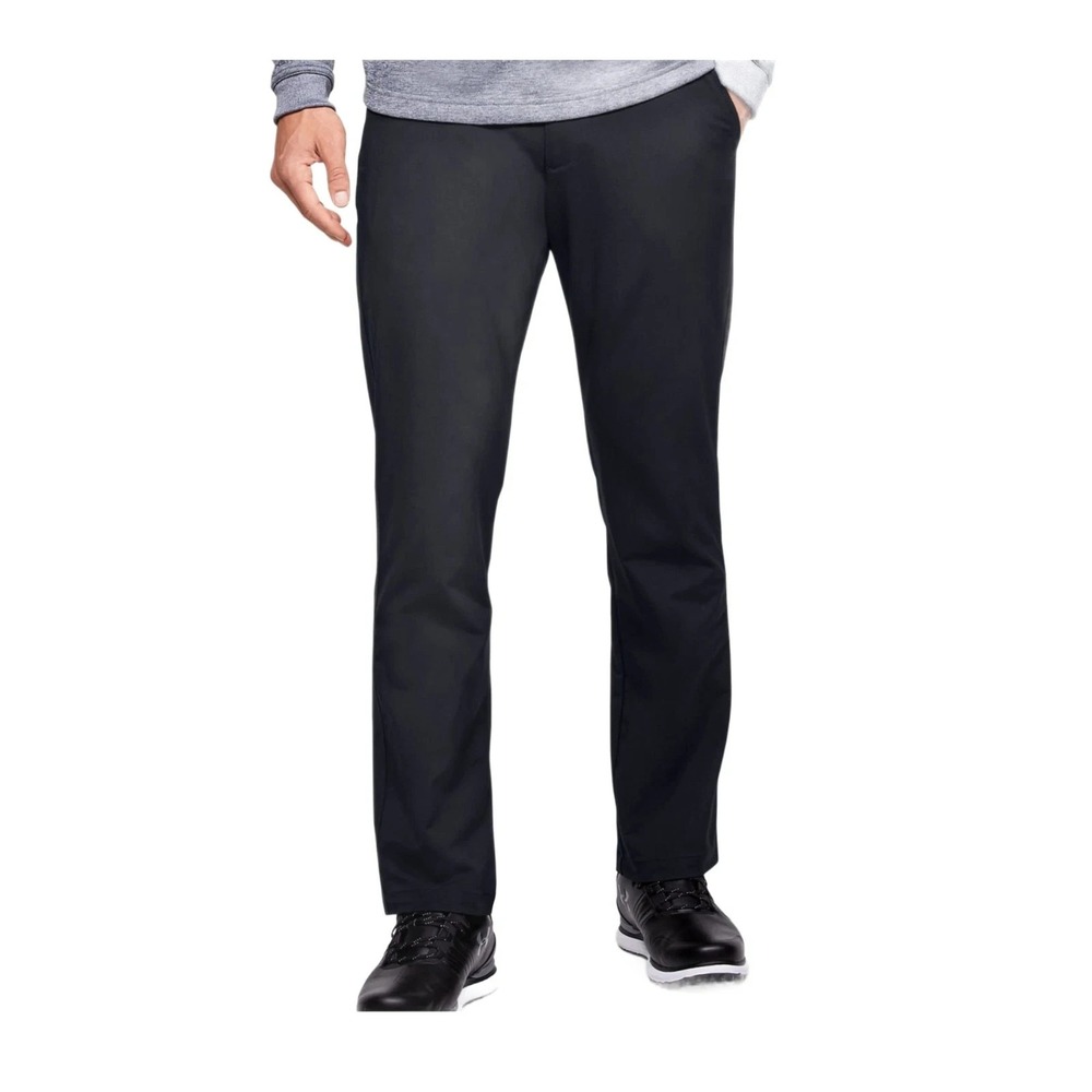 Under Armour Match Play Pants Mens 30 x 36 Black Straight Leg Golf Elastic Waist